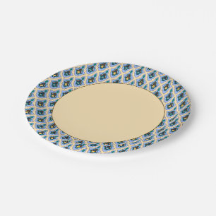 Assiettes En Carton Oriental Blue Jaune Marocain Arabe Tracery Art