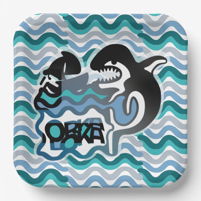 Assiettes En Carton ORKA LOKA / ORCA LOCA BY MASANSER pixelat (Recto)