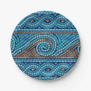 Assiettes En Carton Ornement de mosaïque grecque