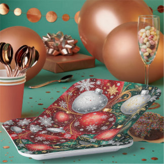 Assiettes En Carton Ornement de Noël élégant