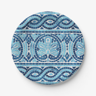 Assiettes En Carton Ornement en mosaïque grecque