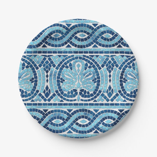 Assiettes En Carton Ornement en mosaïque grecque (Devant)