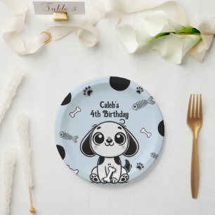 Assiettes En Carton Os de poisson bleus et noirs Fête d'anniversaire d