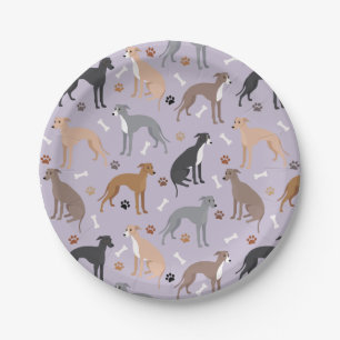 Assiettes En Carton Os et pattes de chien gris italien