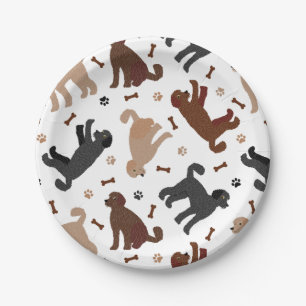 Assiettes En Carton Os et pattes de nouilles de Labradoodle