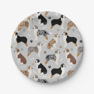 Assiettes En Carton Os et pattes des bergers australiens