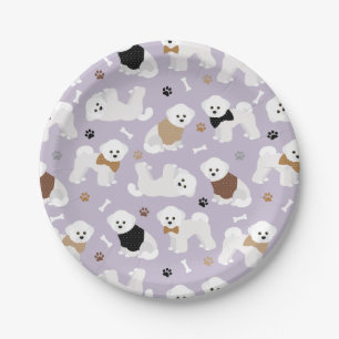 Assiettes En Carton Os et pattes pourpres de Bichon Frise