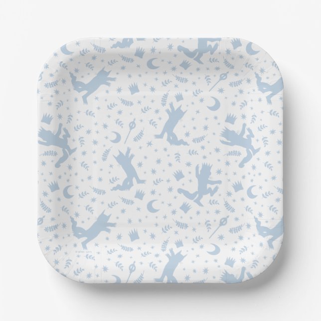 Assiettes En Carton Où les choses sauvages Blue Floral (Recto)
