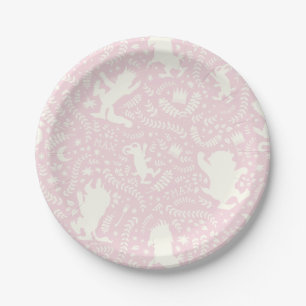 Assiettes En Carton Où les choses sauvages motif floral rose