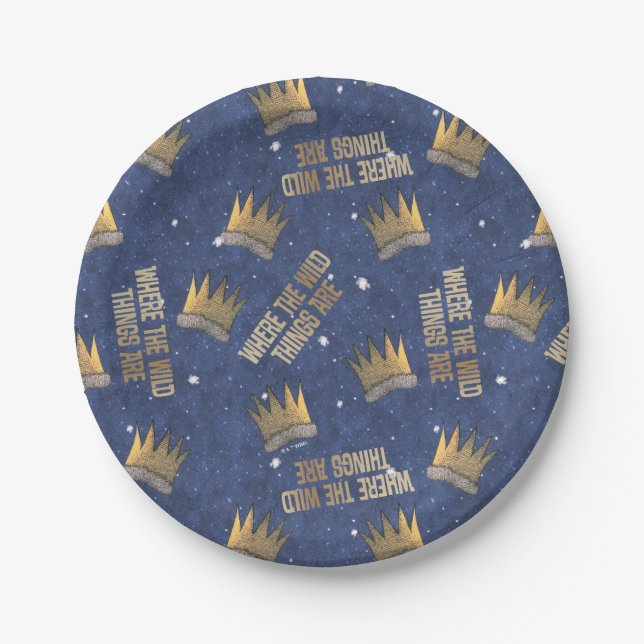 Assiettes En Carton Où les choses sauvages sont Motifs de la Couronne  (Devant)