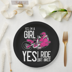 Assiettes En Carton Oui je suis une fille oui je conduis un vélo tout