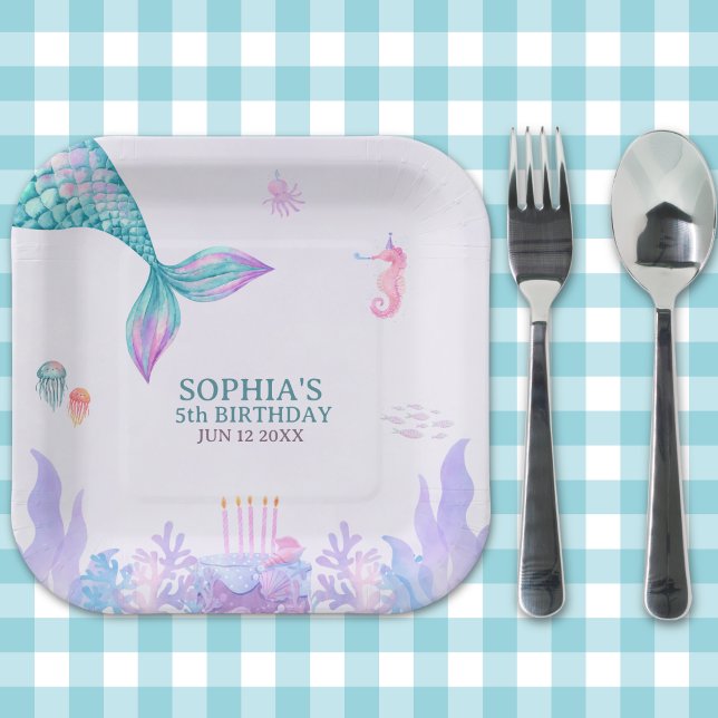 Assiettes En Carton Our Little Mermaid  Fun Birthday Party  (Créateur téléchargé)