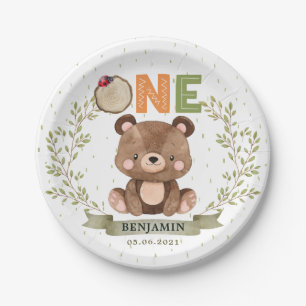 Assiettes En Carton Ours Bébé Woodland 1er Anniversaire Plaque Papier