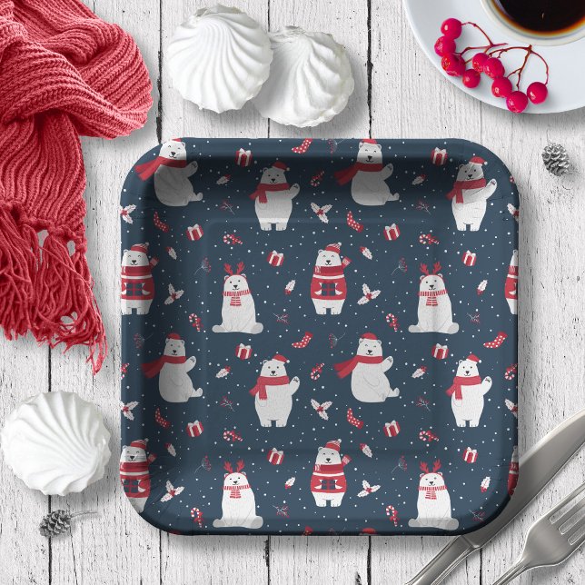 Assiettes En Carton Ours blancs de Noël lunatique ID850 (Créateur téléchargé)