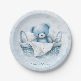Assiettes En Carton Ours bleu Teddy en plaque de papier panier