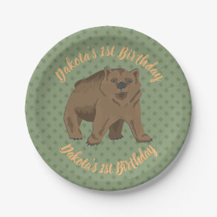 Assiettes En Carton Ours CUB Brown de région boisée d'anniversaire