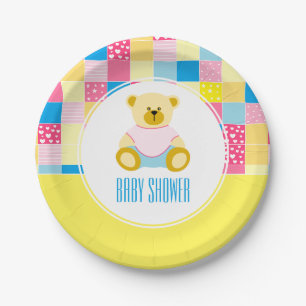 Assiettes En Carton Ours d'or en écaille, Baby shower