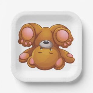 Assiettes En Carton Ours en peluche à l'envers