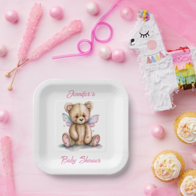 Assiettes En Carton Ours en peluche avec ailes Personnalisé (Fête)