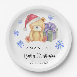 Assiettes En Carton Ours en peluche d'hiver Baby Shower