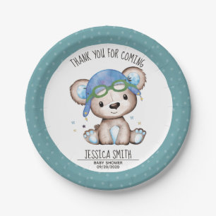 Assiettes En Carton Ours en peluche du pilote d'aquarelle