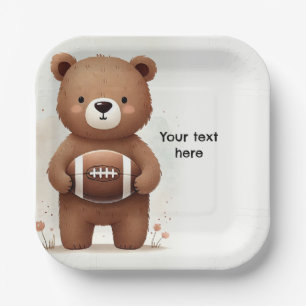 Assiettes En Carton Ours en peluche footballeur aquarelle 1er annivers