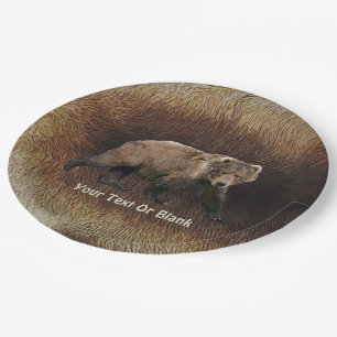 Assiettes En Carton Ours Kodiak Sur Fourrure De Caribou