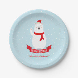 Assiettes En Carton Ours polaire de Noël personnalisé