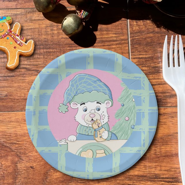 Assiettes En Carton Ours Polaire Doux Manger Plaque Papier-Cookie (Créateur téléchargé)