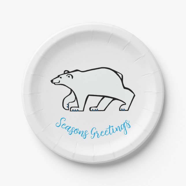 Assiettes En Carton OURS POLAIRE - Joyeuses Fêtes - Noël (Devant)