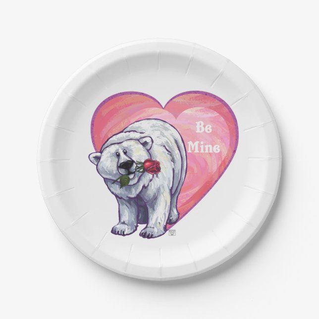 Assiettes En Carton Ours polaire Saint Valentin (Devant)