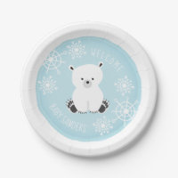 Ours polaire Snowflake hiver Baby shower garçon bl