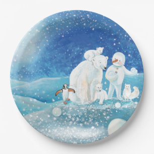 Assiettes En Carton Ours polaires, Renard polaire, Pingouin Empereur &