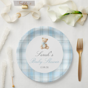 Assiettes En Carton Ours Préparé Fête de Naissance Garçon