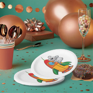 Assiettes En Carton Ours sur une fusée