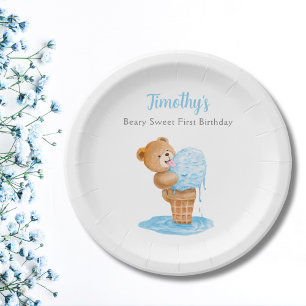 Assiettes En Carton Ourson glace d'anniversaire garçon