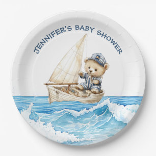 Assiettes En Carton Ourson marin Garçon Marin Shower de Bébé