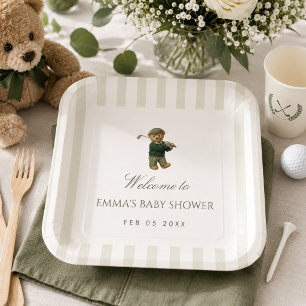 Assiettes En Carton Ourson Préparé au Golf pour Baby Shower Nouveau da