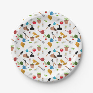 Assiettes En Carton Outils de jardinage Plante jardinier Motif