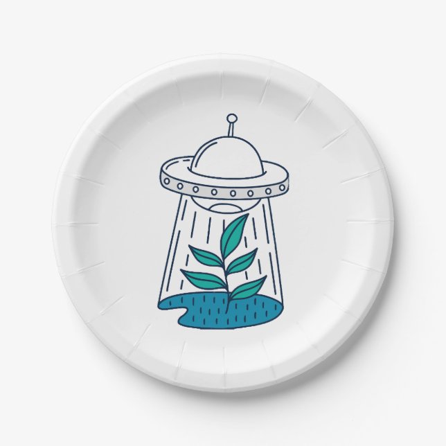 Assiettes En Carton OVNI Alien (Devant)