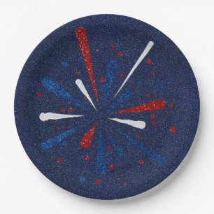 Assiettes En Carton Paillettes de feu d'artifice du 4 juillet