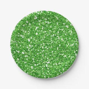 Assiettes En Carton Paillettes scintillantes vert brillant fête person