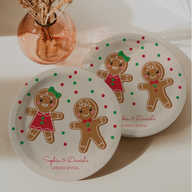 Assiettes En Carton Pain d'épices de Noël Sexe Révéler Plaque de papie (whats baking, gender reveal)