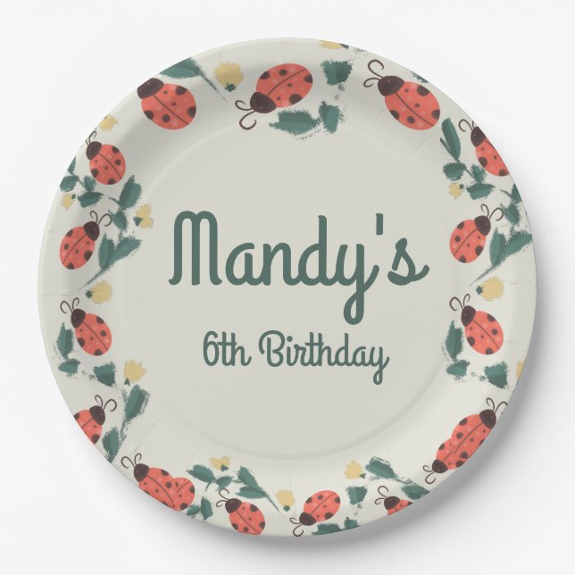 Assiettes En Carton Painisier Bug Anniversaire Jardin Fête (Devant)