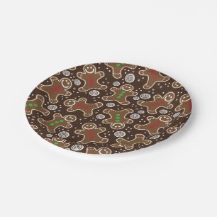 Assiettes En Carton Pains d'épices Brown Red Green Christmas