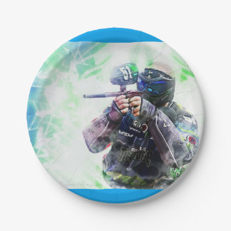 Assiettes En Carton Paintball bleu