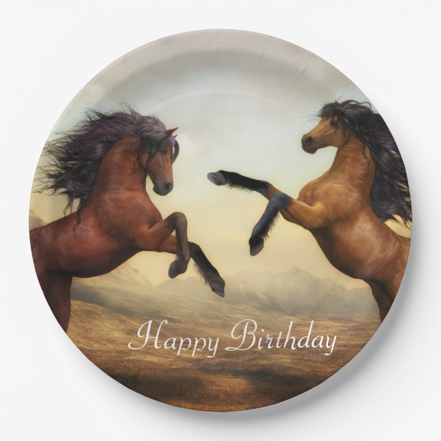 Assiettes En Carton paire de chevaux sauvages (Devant)