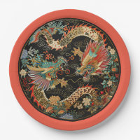 Paire de dragons asiatiques