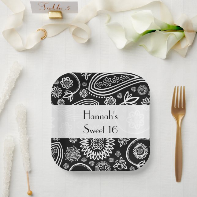 Assiettes En Carton Paisley Motif, Persian Paisley, Boteh, Sweet 16 (Mariage)