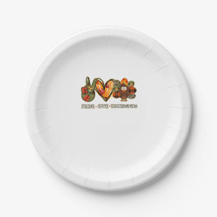 Assiettes En Carton Paix amour grâces Gobble Turquie Thanksgiving